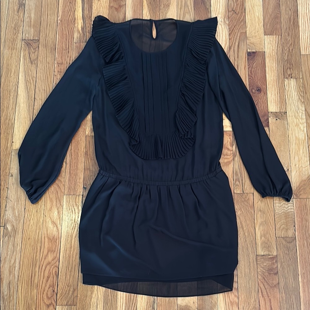 BCBGMaxAzria Black Sheath Mini Dress with Bishop Sleeves